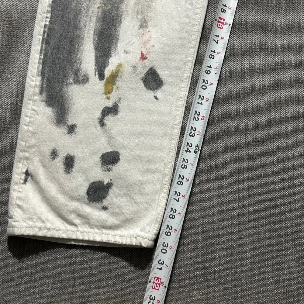 Banana Republic Stovepipe Jeans Mens 31 White Gray Paint Splatter Button Fly